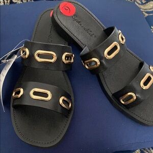 Black and Gold Women's Sandals